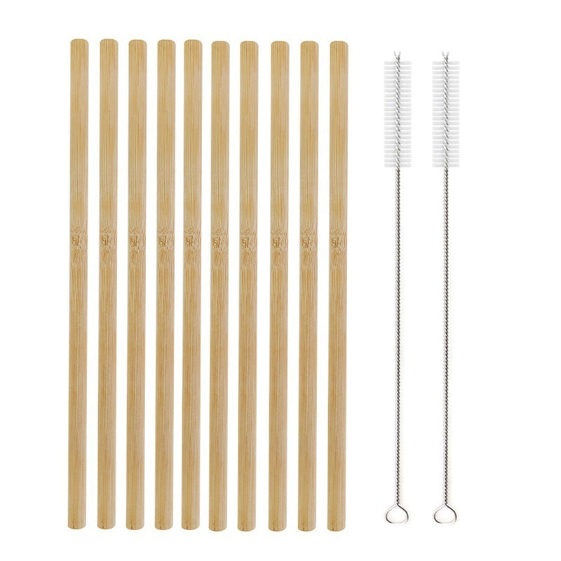 10Pcs Natural Bamboo Straw 20cm Reusable Drinking Straws