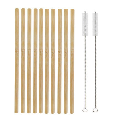 10Pcs Natural Bamboo Straw 20cm Reusable Drinking Straws