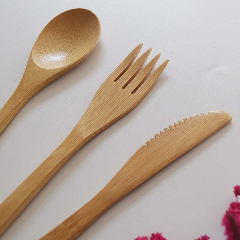 3pcs Set Japanese Style Bamboo Wooden Cutlery Set