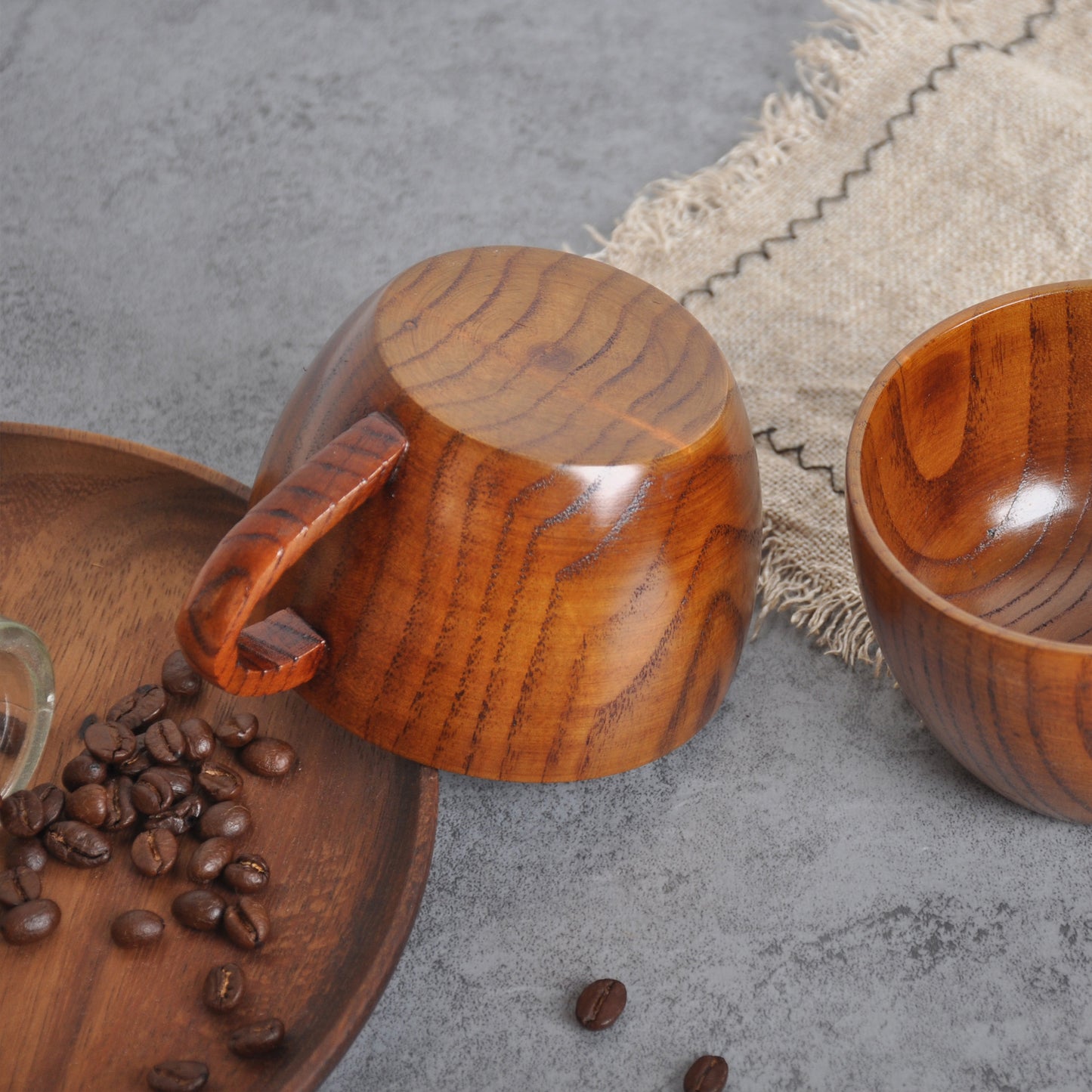 Jujube wooden flat bottom coffee cup