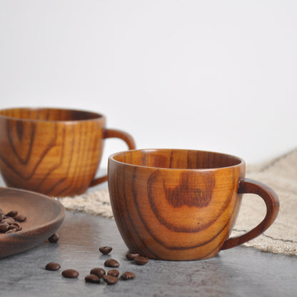 Jujube wooden flat bottom coffee cup