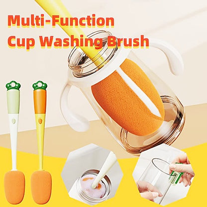 Kitchen 3 In 1 Multifunctional Cleaning Cup Washer Brush Long Handle Carrot Water Bottle Cleaning Brush